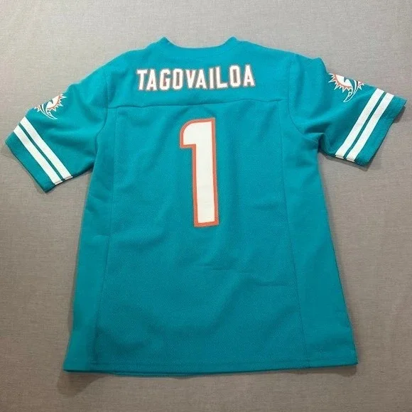 Miami Dolphins NFL Number 1 Tagovailoa NFLPA Jersey XL Blue Short Sleeve - Picture 7 of 9